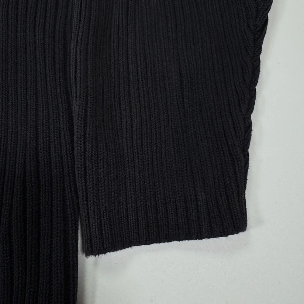 Eddie Bauer Sweater Ribbed Knit Mens L Charcoal Black Long Sleeve Pullover